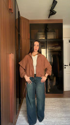 Bubble-pop mocha blouse