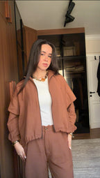 Bubble-pop mocha blouse