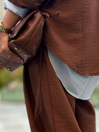 Bubble-pop mocha blouse