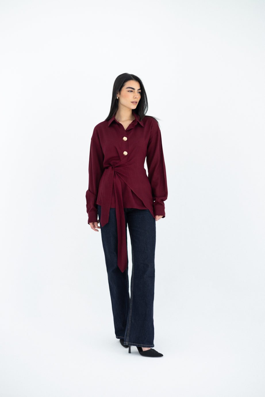 Burgundy Flowy Blouse