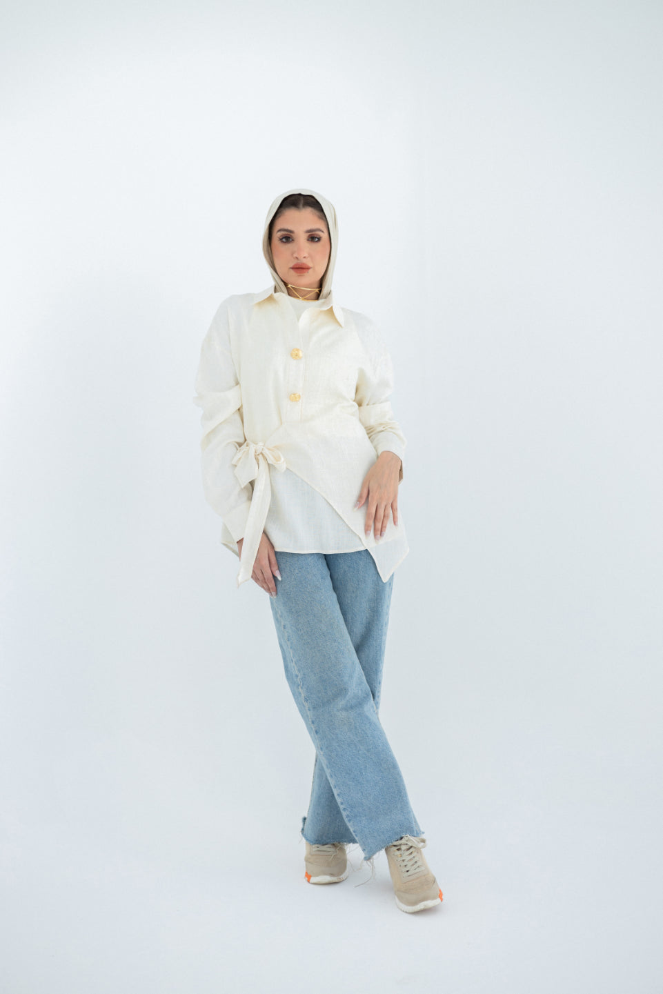 Beige Flowy Blouse