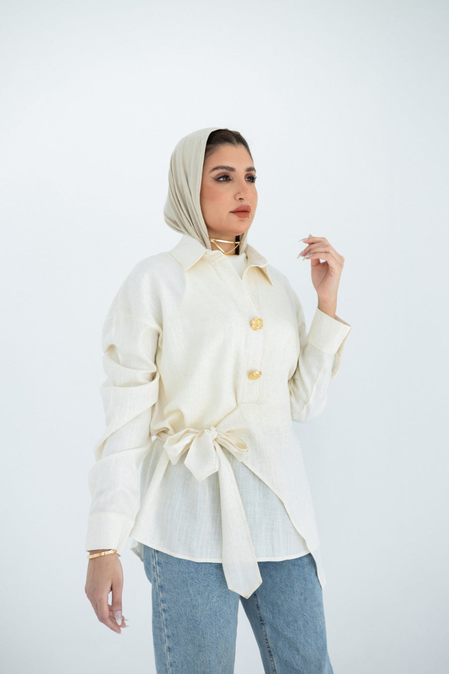 Beige Flowy Blouse