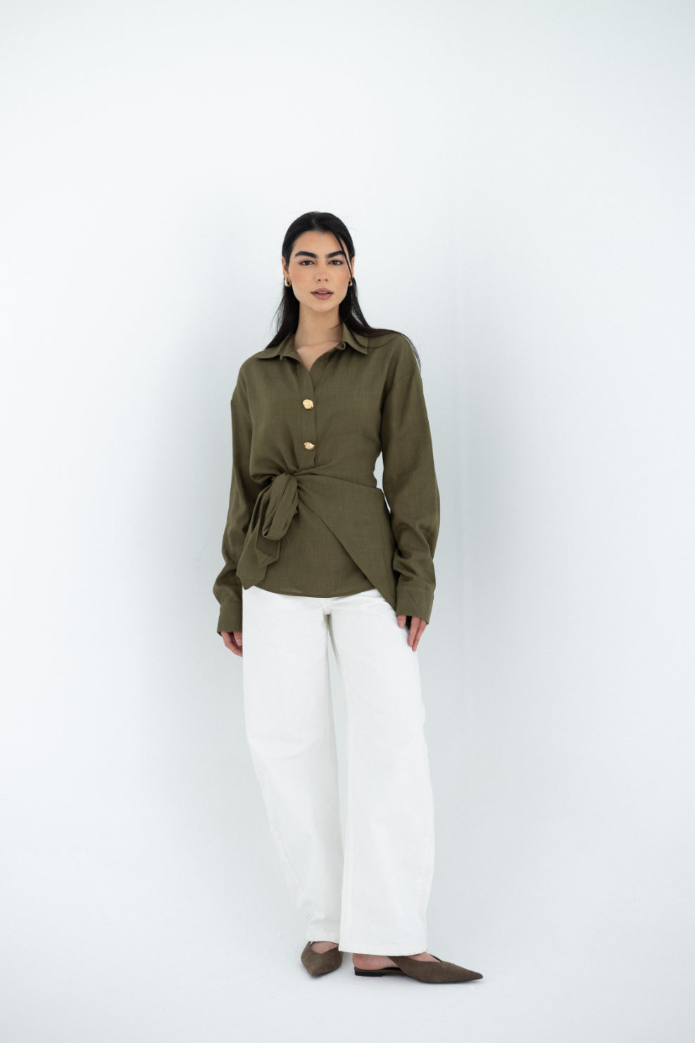 Olive Flowy Blouse