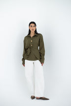 Olive Flowy Blouse