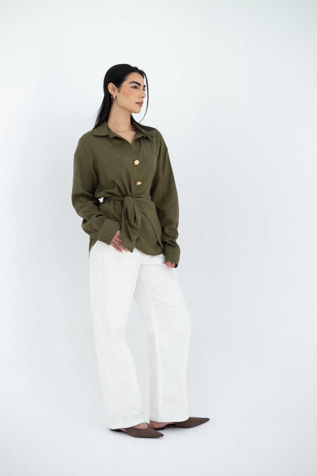 Olive Flowy Blouse