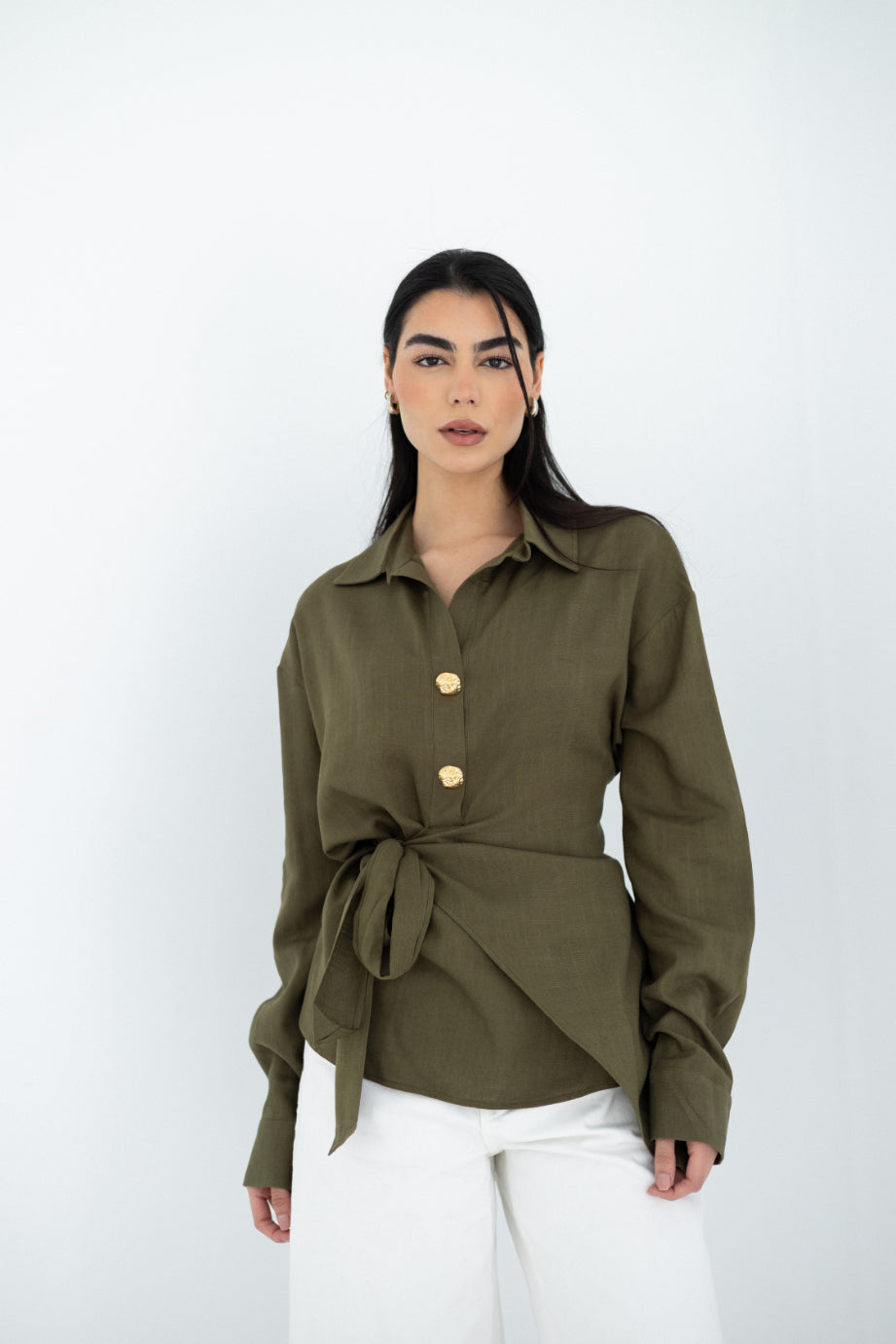 Olive Flowy Blouse