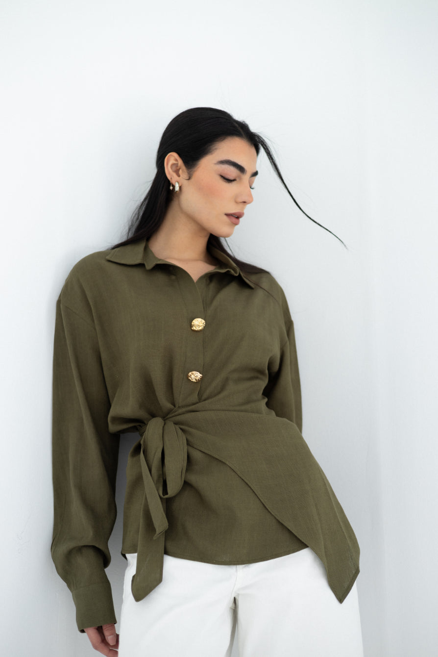 Olive Flowy Blouse