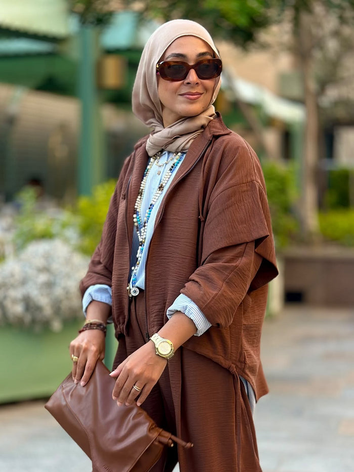 Bubble-pop mocha blouse