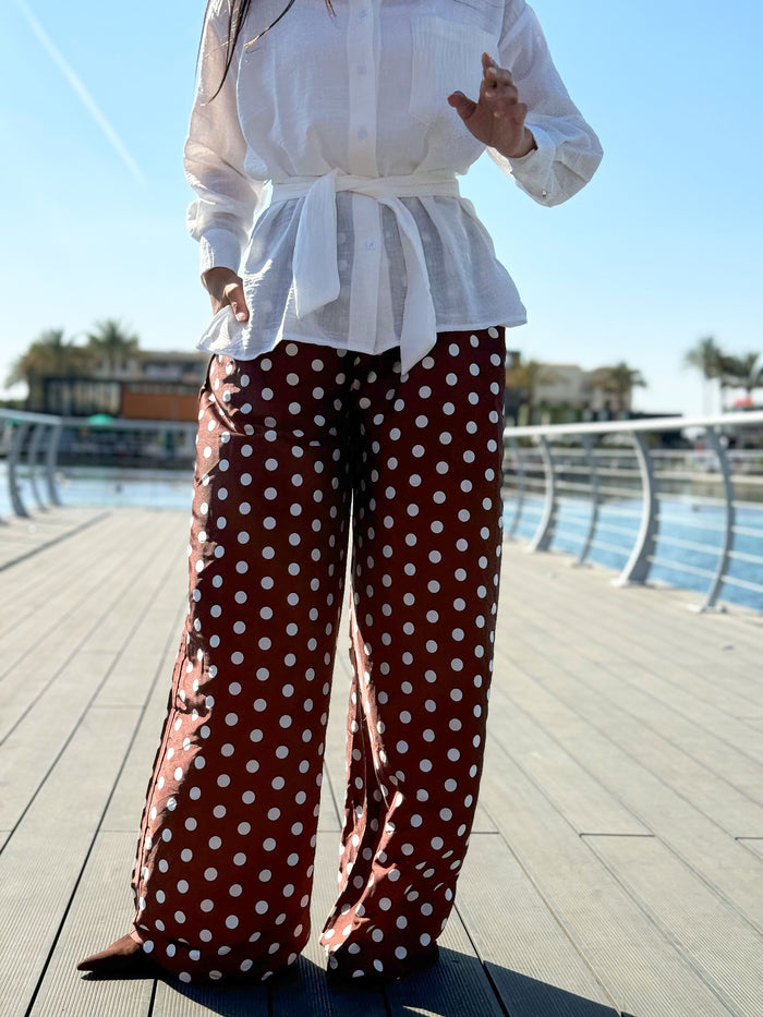 Dotted Ease Pant - Maroon