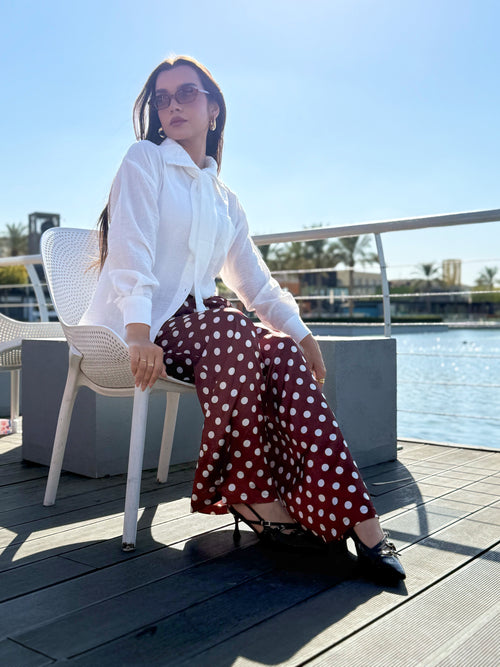 Dotted Ease Pant - Maroon
